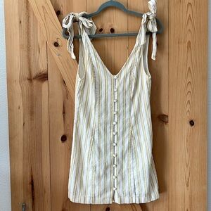 Tularosa, full button down mini dress w yellow stripes size M